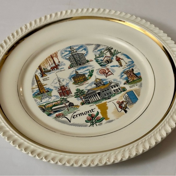 Vintage Vermont State Souvenir Plate - 10.5” Collectible with Iconic Landmarks - Picture 12 of 16